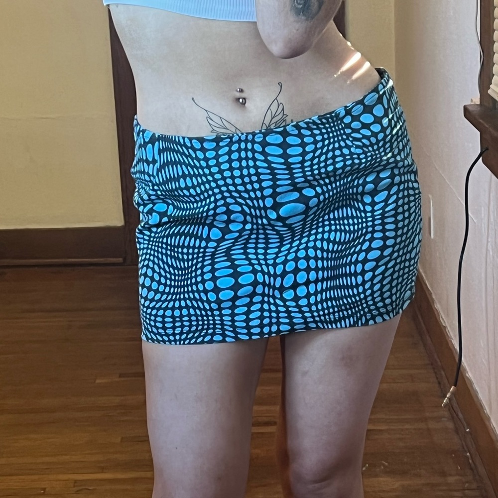 Blue and black motel rocks mini skirt